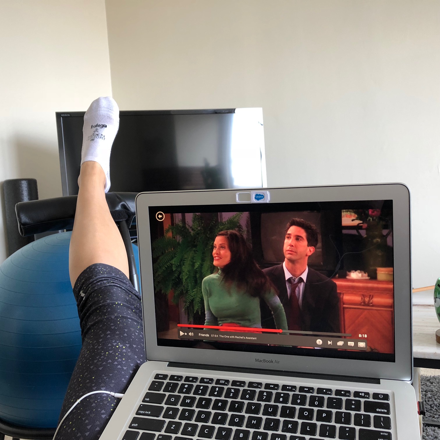 elevating my left leg while watching Friends